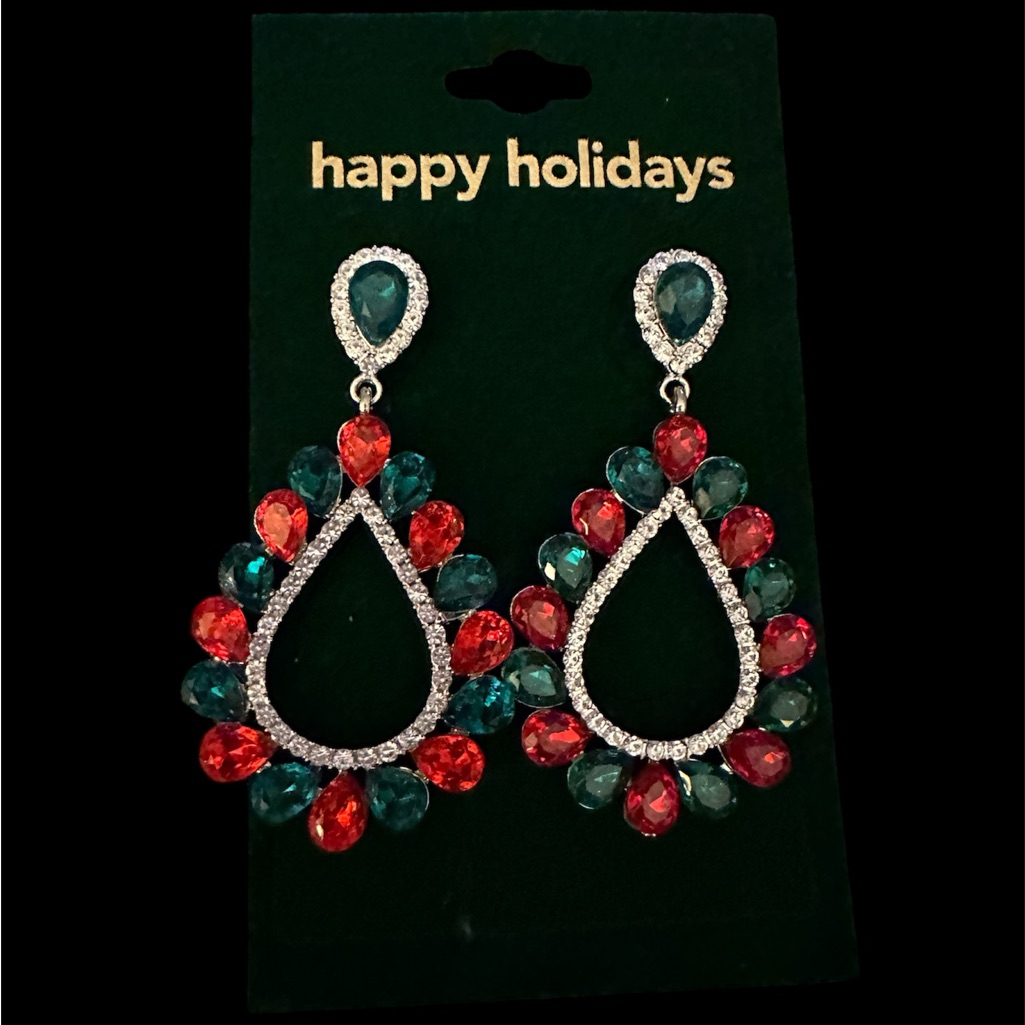 Teardrop Earrings - Red And Green
